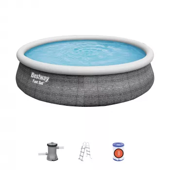 Bestway 57372 pystytysallas puhallettava allas pyöreä 12362 L harmaa