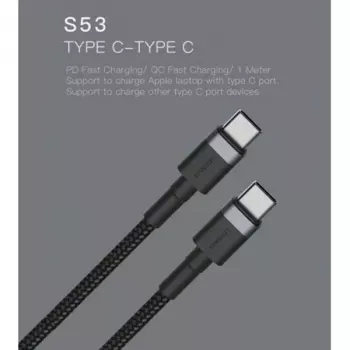 USB-C–USB-C-kaapeli Orsen S53, 1 m, 3 A, punainen