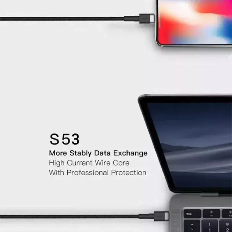 USB-C–USB-C-kaapeli Orsen S53, 1 m, 3 A, punainen
