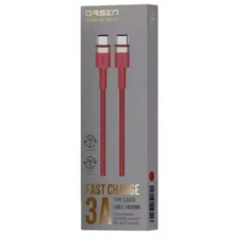 USB-C–USB-C-kaapeli Orsen S53, 1 m, 3 A, punainen