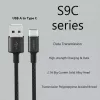 USB-A–USB-C-kaapeli Orsen S9C 1 m, 2,1 A, musta