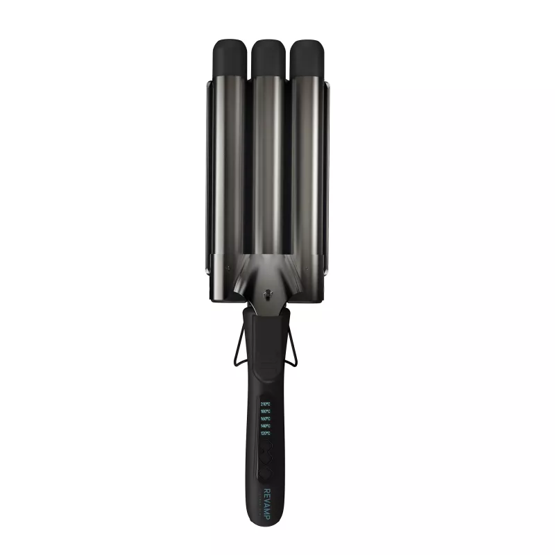 Revamp Progloss Deep Beach Waver teksturointirauta lämmin musta 3 m