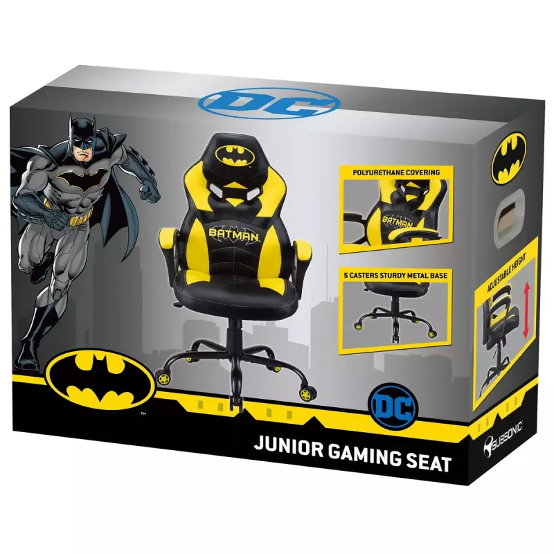 PC-pelituoli Subsonic Batman Junior pehmustettu istuin musta keltainen
