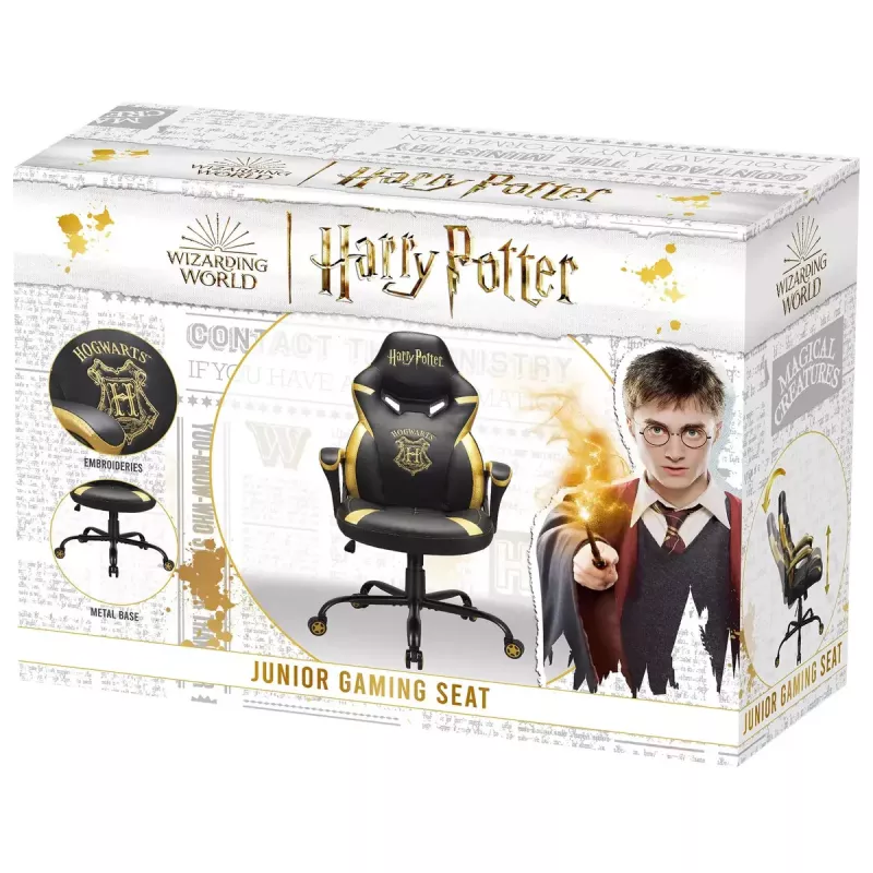 PC-pelituoli Subsonic Junior Hogwarts pehmustettu istuin musta keltainen