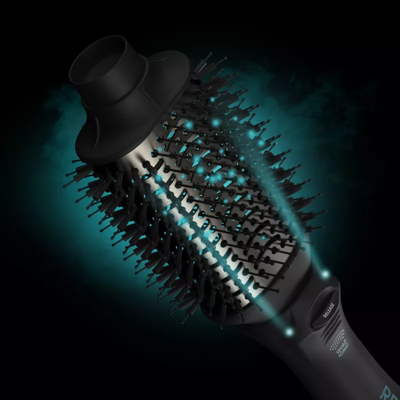 Revamp Progloss Volume & Style Hot Brush Style -kuumailmaharja lämmin musta 1000 W 3 m