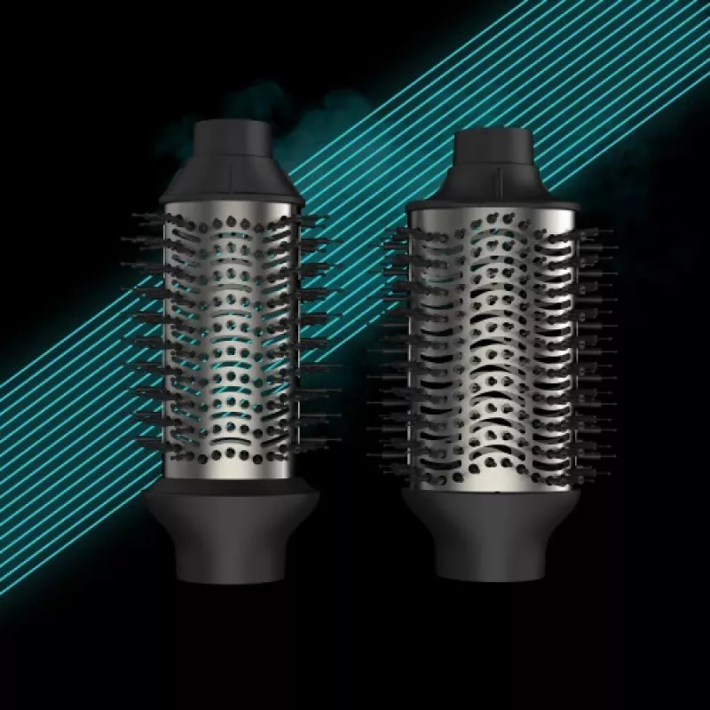 Revamp Progloss Volume & Style Hot Brush Style -kuumailmaharja lämmin musta 1000 W 3 m