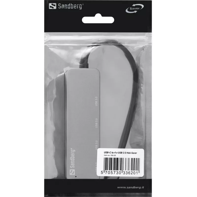 USB-keskitin Sandberg USB-C to 4 x USB 3.0 Hub SAVER