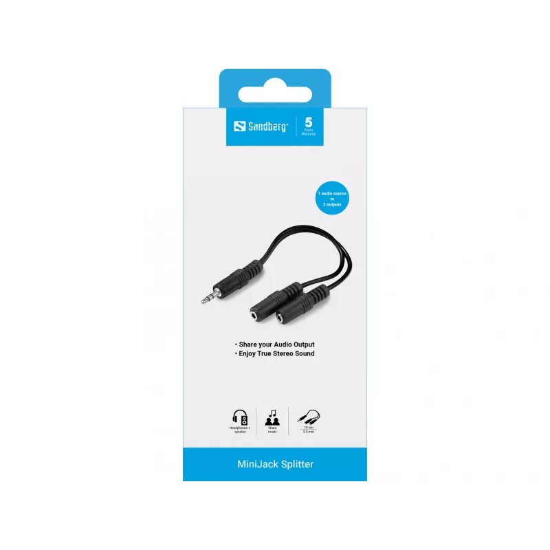 Audionjakaja Sandberg MiniJack 1->2 502-16