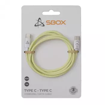 SBOX kaapeli USB Type C -> USB Type C M/M 1M keltainen 60W
