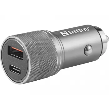 Sandberg autolaturi 1xQC3.0+1xUSB-C 48W, auto, savukkeensytytin, 12 V, metallinen