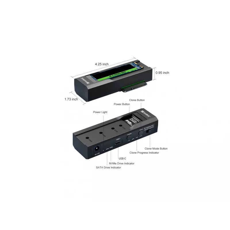 Sandberg USB 3.2 -kloonaustelakka M2 + NVMe + SATA