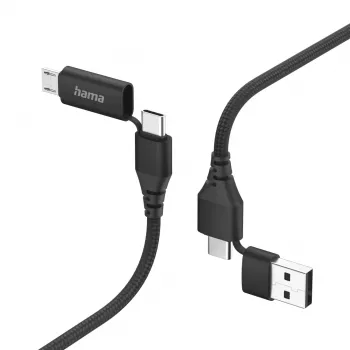 Hama 00201537 USB-kaapeli USB 2.0 1,5 m USB-A/USB-C USB-C/Micro-USB B musta