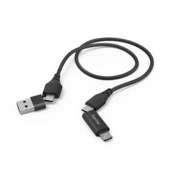 Hama 00201537 USB-kaapeli USB 2.0 1,5 m USB-A/USB-C USB-C/Micro-USB B musta