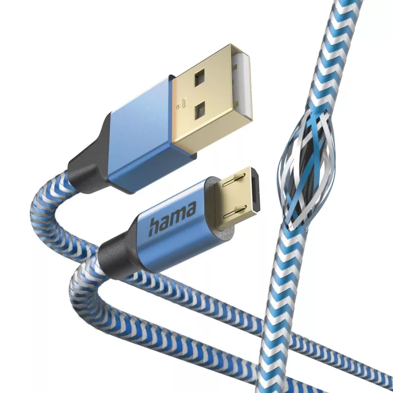 Hama Reflective USB-kaapeli USB 2.0 1,5 m USB A Micro-USB B sininen