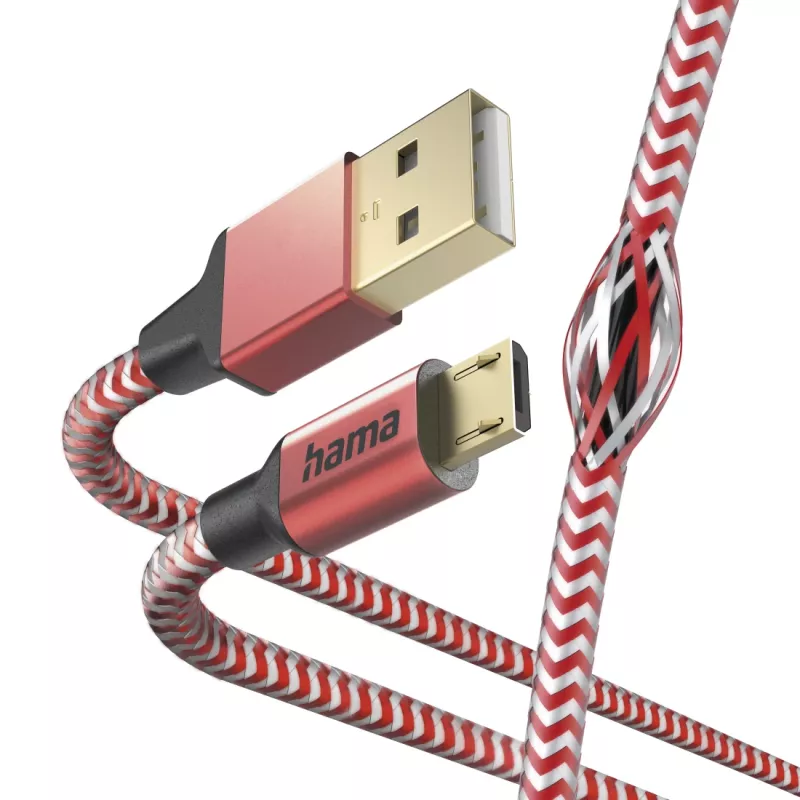 Hama Reflective USB-kaapeli USB 2.0 1,5 m USB A Micro-USB B punainen