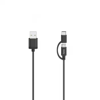 Hama 00200616 USB-kaapeli USB 2.0 0,75 m USB A USB C/Micro-USB A musta