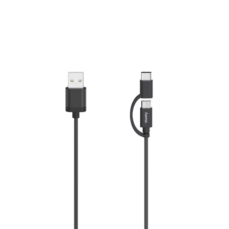 Hama 00200616 USB-kaapeli USB 2.0 0,75 m USB A USB C/Micro-USB A musta