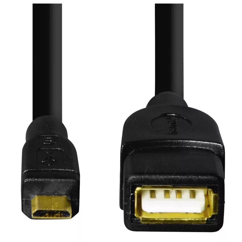 Hama 173892 USB-kaapeli USB 2.0 0,15 m Micro-USB B USB A musta