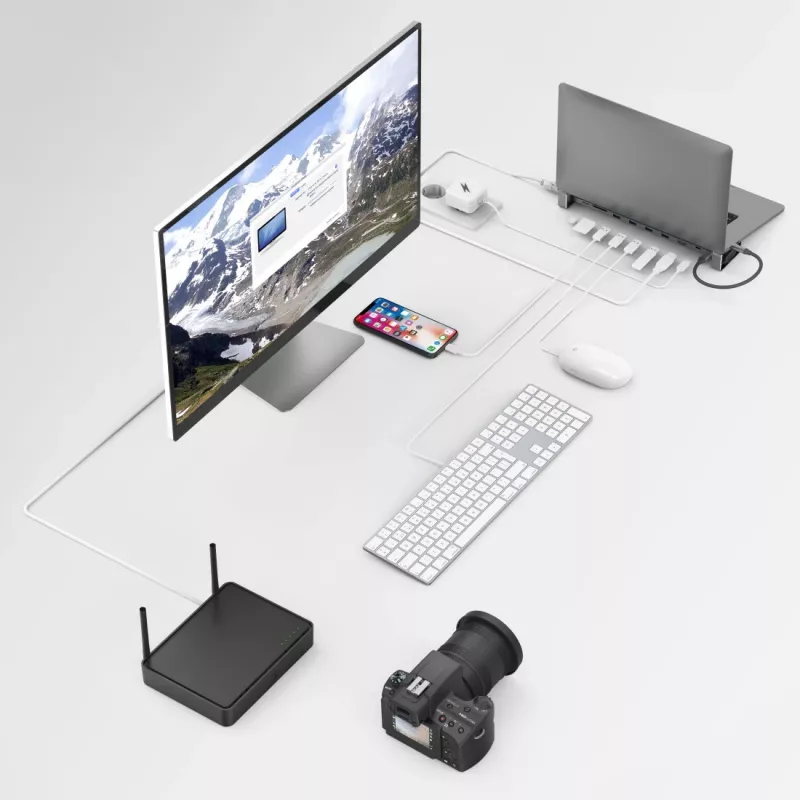 Hama 00200103 9-in-1 USB-C -telakointiasema, USB 3.2 Gen 1, 4x USB-A, USB-C PD, HDMI, LAN, SD/microSD, harmaa