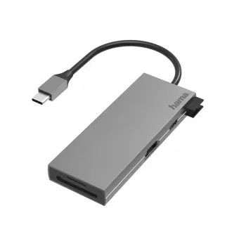Hama 00200110 kannettavan telakka/porttitoistin USB 3.2 Gen 1 (3.1 Gen 1) Type-C harmaa