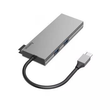 Hama 00200110 kannettavan telakka/porttitoistin USB 3.2 Gen 1 (3.1 Gen 1) Type-C harmaa
