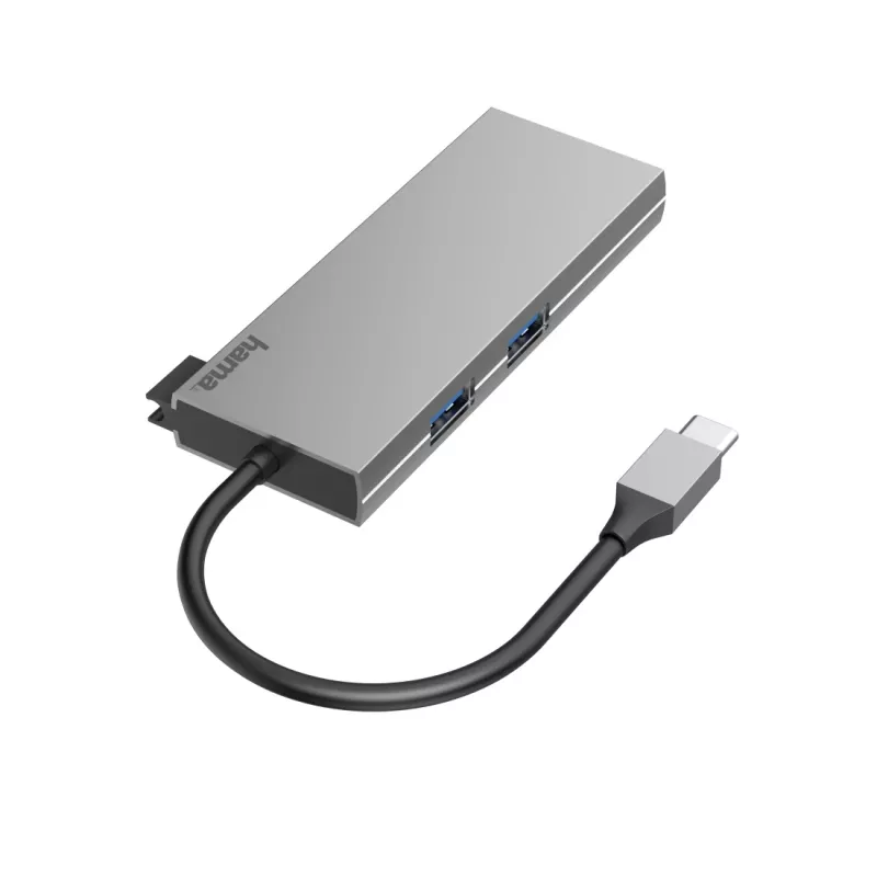 Hama 00200110 USB-C-monitoimisovitin, telakointiasema, 6 porttia, USB-C 3.2 Gen 1, HDMI