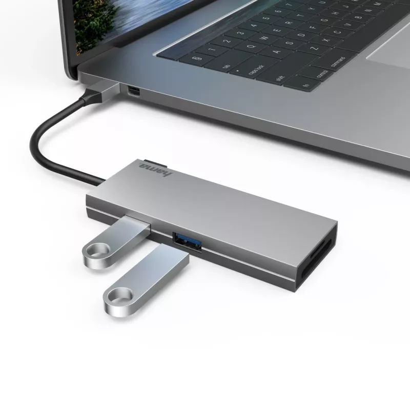 Hama 00200110 USB-C-monitoimisovitin, telakointiasema, 6 porttia, USB-C 3.2 Gen 1, HDMI