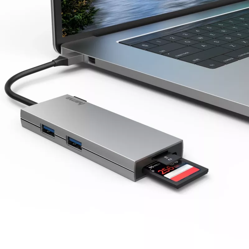 Hama 00200110 USB-C-monitoimisovitin, telakointiasema, 6 porttia, USB-C 3.2 Gen 1, HDMI