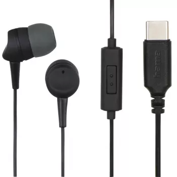 Hama 00184192 kuulokkeet/kuulokemikrofoni johdollinen nappikuuloke puhelut/musiikki USB Type-C musta, tummanharmaa