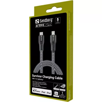 Sandberg Survivor USB-C PD>Lightning 1M kaapeli 1m 28g
