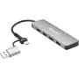 Sandberg USB-C/A 4xUSB 3.0 -keskitin alumiini 5000 Mbit/s