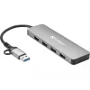 Sandberg USB-C/A 4xUSB 3.0 -keskitin alumiini 5000 Mbit/s