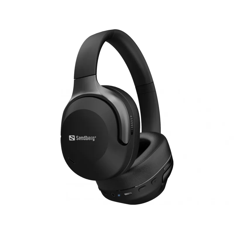 Sandberg Wireless Travel Headset ANC+ENC, langaton, puhelut/musiikki, 228 g, kuulokemikrofoni, musta