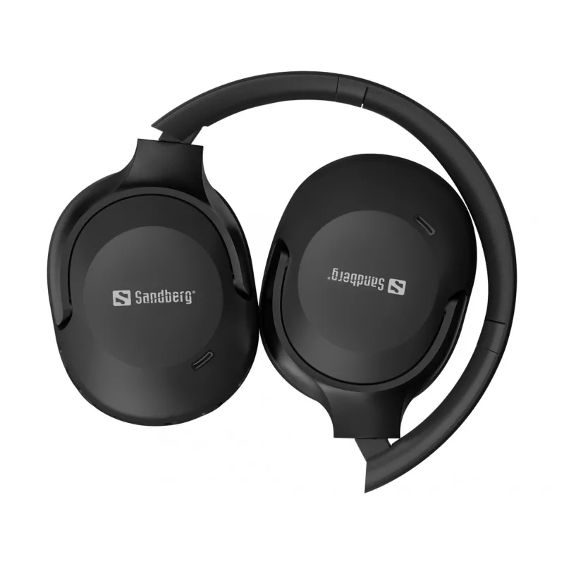 Sandberg Wireless Travel Headset ANC+ENC, langaton, puhelut/musiikki, 228 g, kuulokemikrofoni, musta
