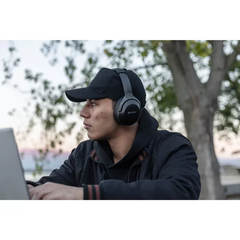 Sandberg Wireless Travel Headset ANC+ENC, langaton, puhelut/musiikki, 228 g, kuulokemikrofoni, musta