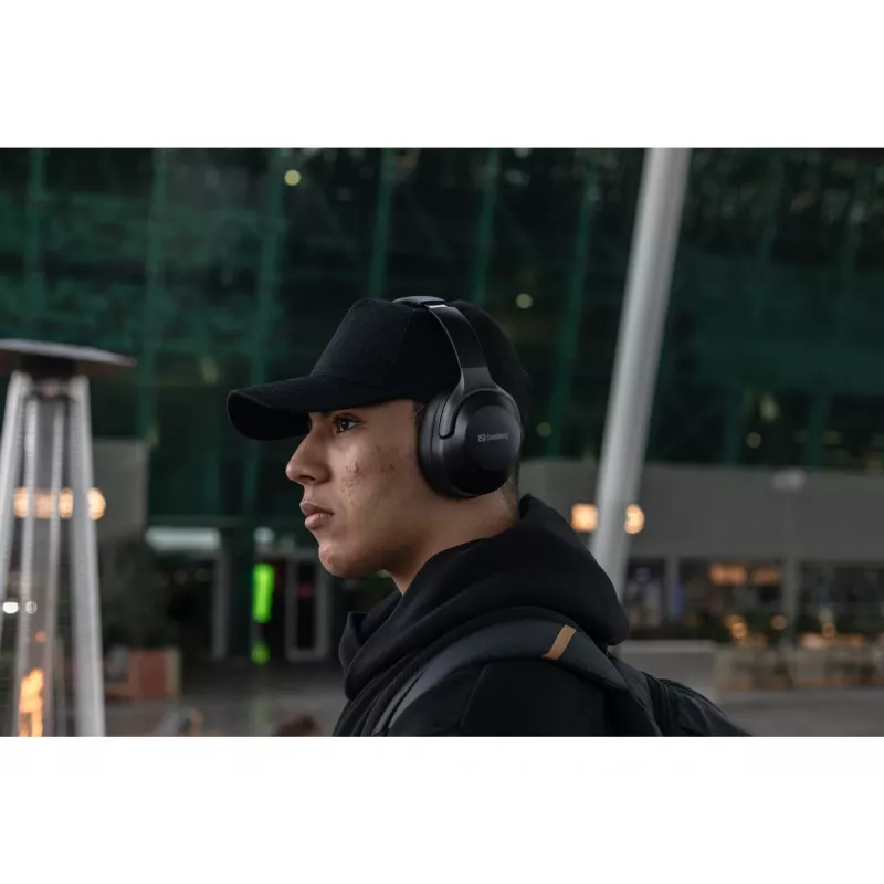 Sandberg Wireless Travel Headset ANC+ENC, langaton, puhelut/musiikki, 228 g, kuulokemikrofoni, musta