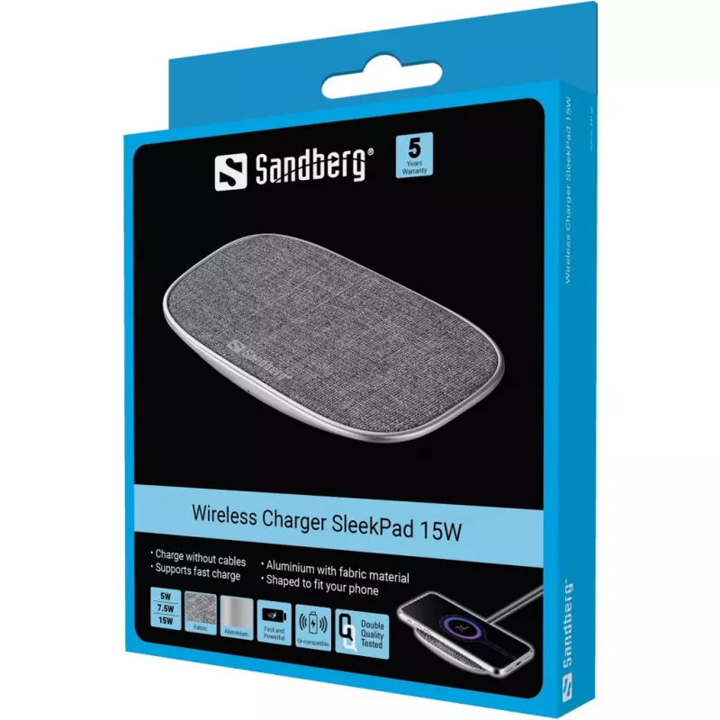 Langaton laturi Sandberg SleekPad 15W sisäkäyttöön USB universaali