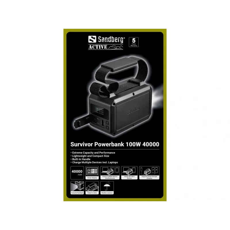 Kannettava varavirtalähde Sandberg Survivor 100W 40000mAh