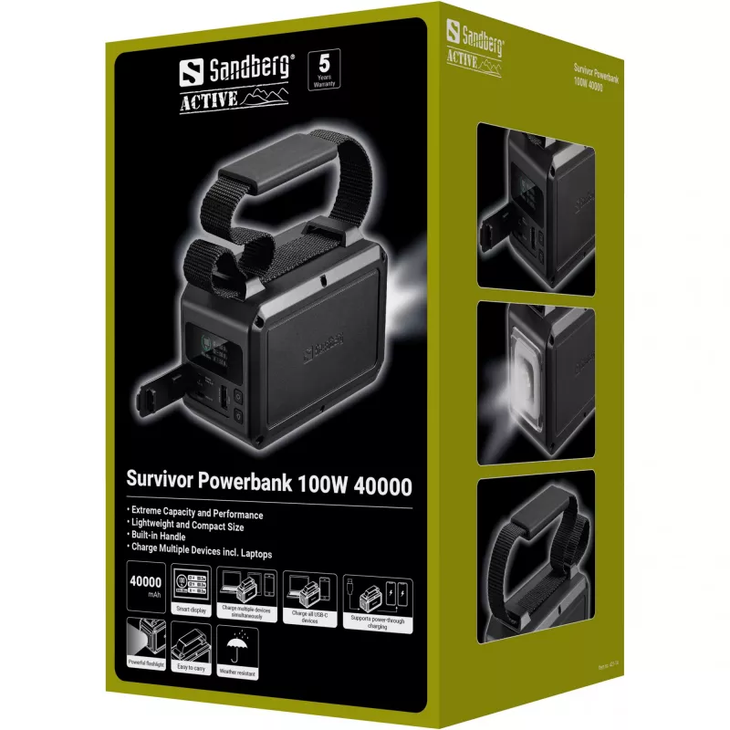 Kannettava varavirtalähde Sandberg Survivor 100W 40000mAh