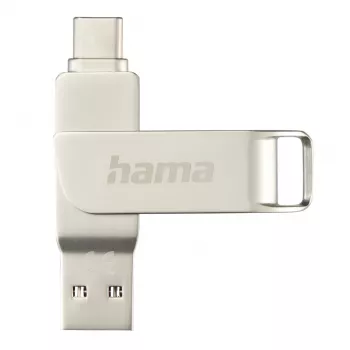 Hama C-Rotate Pro USB-muistitikku 128 GB USB Type-A / USB Type-C 3.2 Gen 1 (3.1 Gen 1) hopea