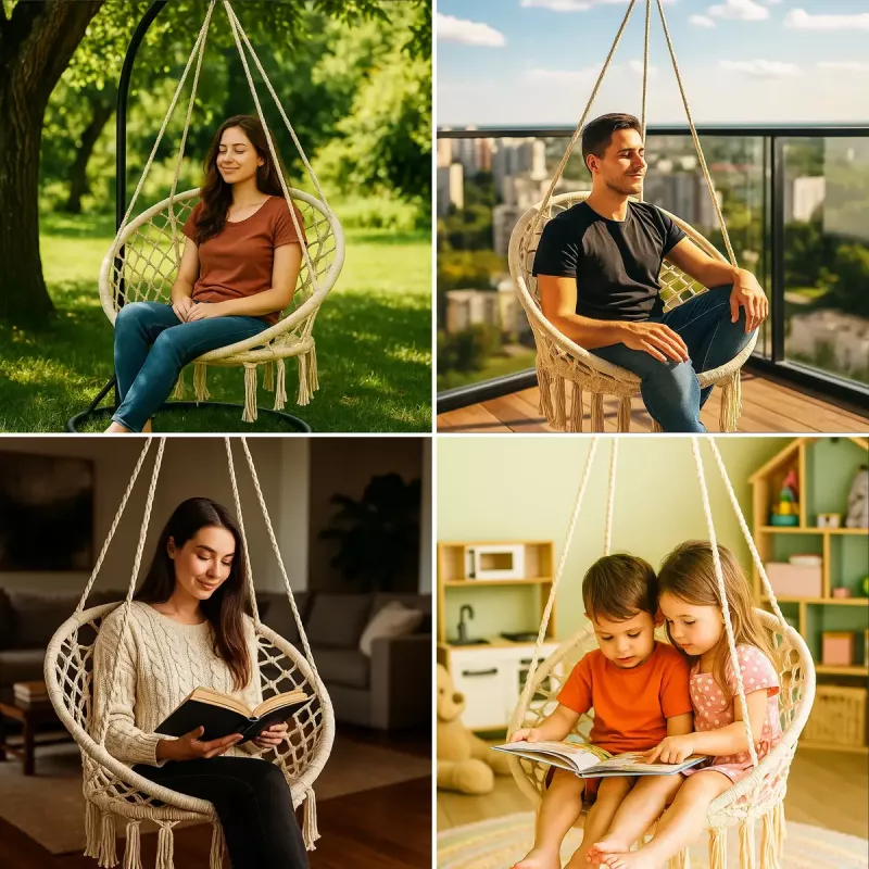 Riipputuoli Koala Hammock BLACK FOREST 80x60 cm ecru – verkkomainen kangas
