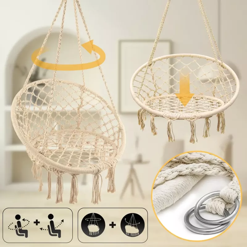 Riipputuoli Koala Hammock BLACK FOREST 80x60 cm ecru – verkkomainen kangas