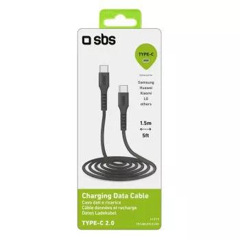 USB-C–USB-C-kaapeli SBS Mobile TECABLETCC20K 1,5 m, USB 2.0, musta