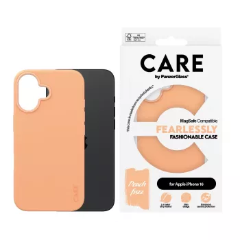 Kotelo PanzerGlass CARE by ® muodikas kotelo Peachy w. MagSafe iPhone 16 läpinäkyvä
