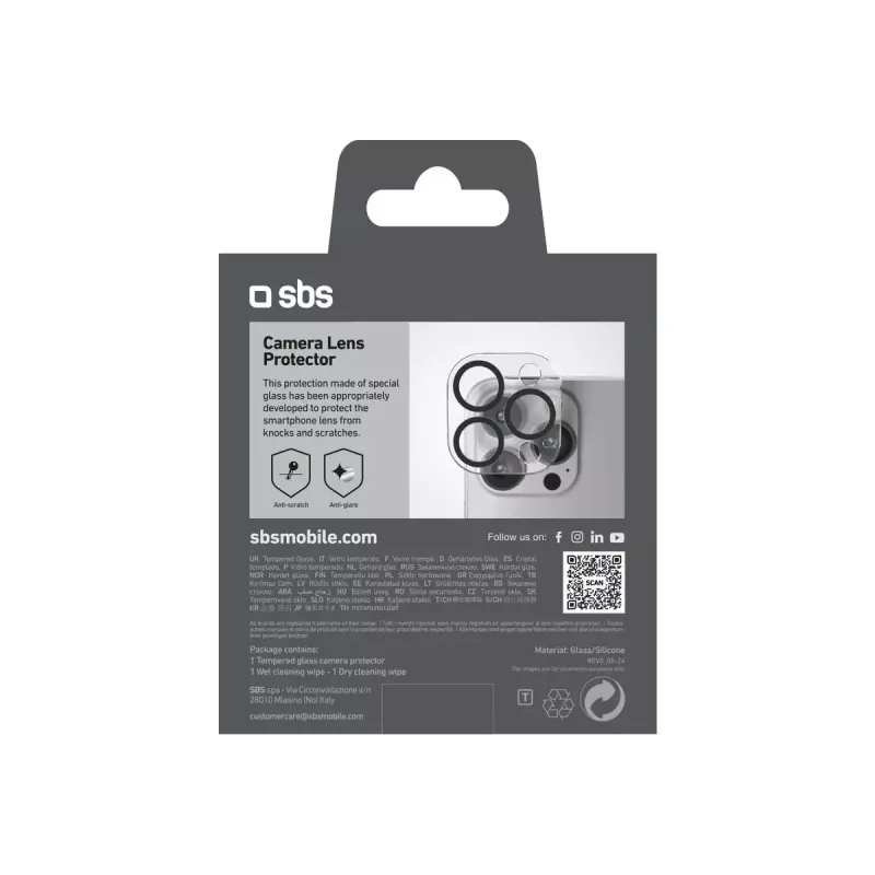 SBS TECAMGLIP16PK kameran linssin suojus iPhone 16 Pro/Pro Max -puhelimelle