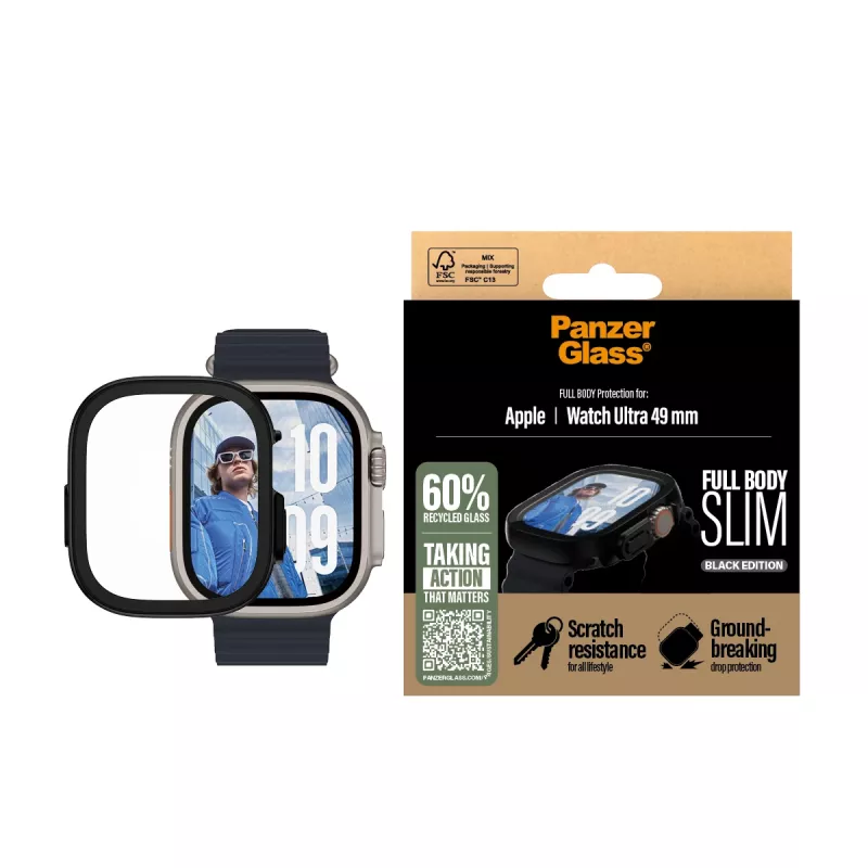 PanzerGlass ® Case Full Body ohut musta Apple Watch Ultra 3 | Ultra 2 | Ultra | 49 mm