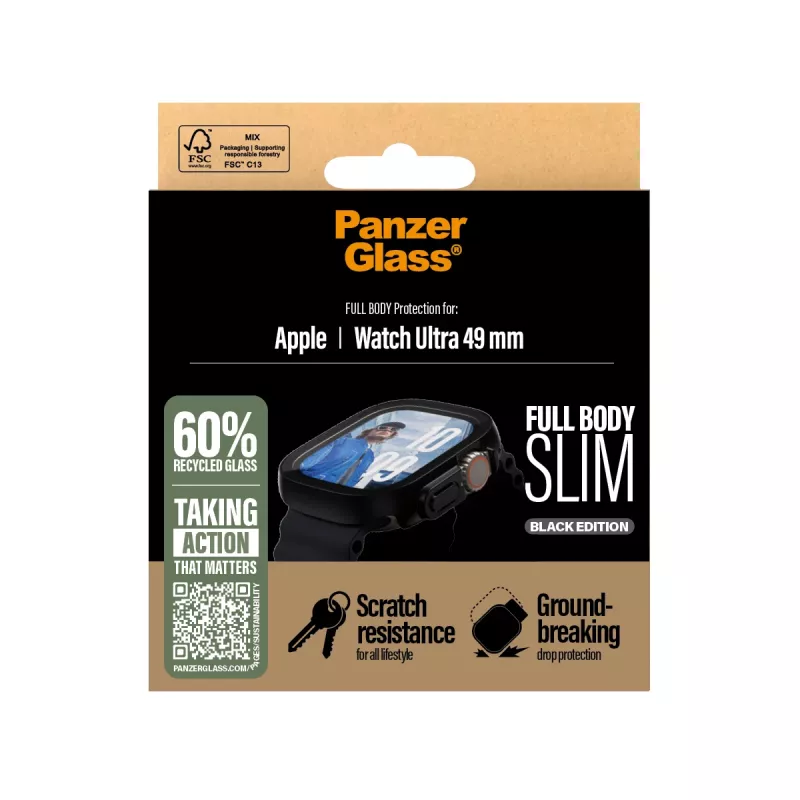 PanzerGlass ® Case Full Body ohut musta Apple Watch Ultra 3 | Ultra 2 | Ultra | 49 mm