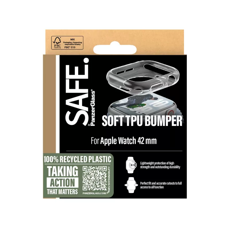 PanzerGlass SAFE. by ® TPU Bumper läpinäkyvä Apple Watch Series 11 | 10 | 42mm