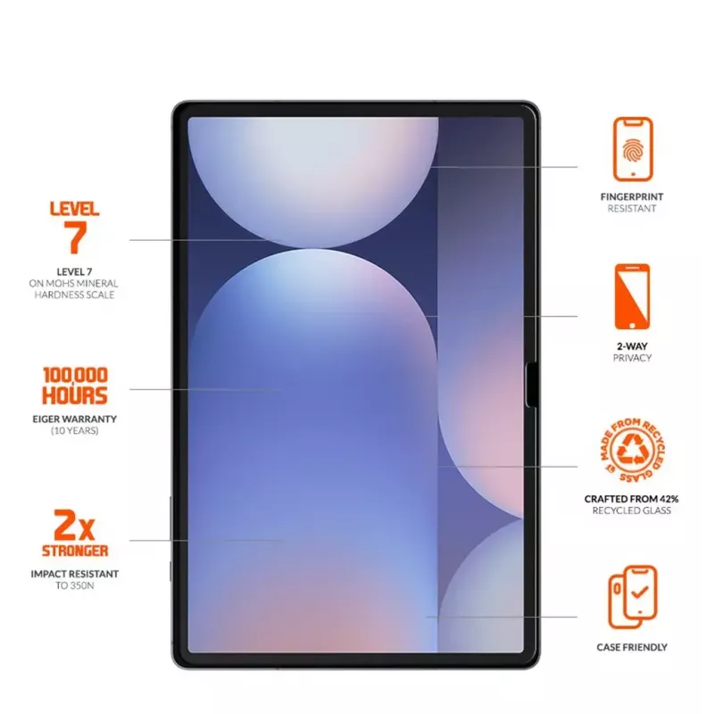 Eiger Mountain Black tietosuojanäytönsuoja Samsung Galaxy Tab S10 FE+ -tabletille