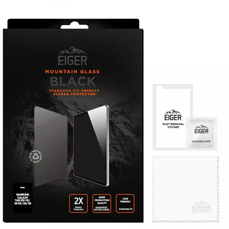 Eiger Mountain Black tietosuojanäytönsuoja Samsung Galaxy Tab S10 FE / S9 FE -tableteille